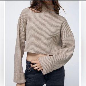 Zara mock neck ribbed crop sweater